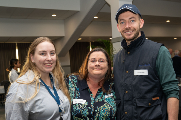 Stock Journal's Kiara Stacey and Paula Thompson with Stock & Land's Barry Murphy.